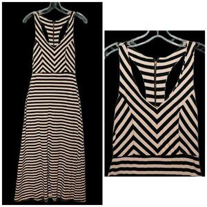 Jr Girls Monteau Black & Ivory Striped Maxi Dress Size SM Soft Jersey Racer Back